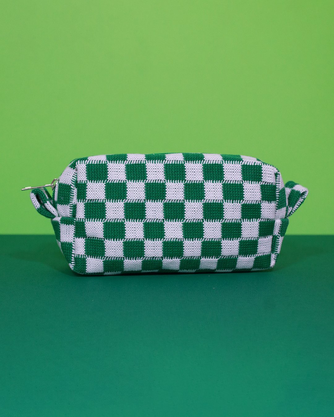 Clarence & Co. Green and White Checked Pouch